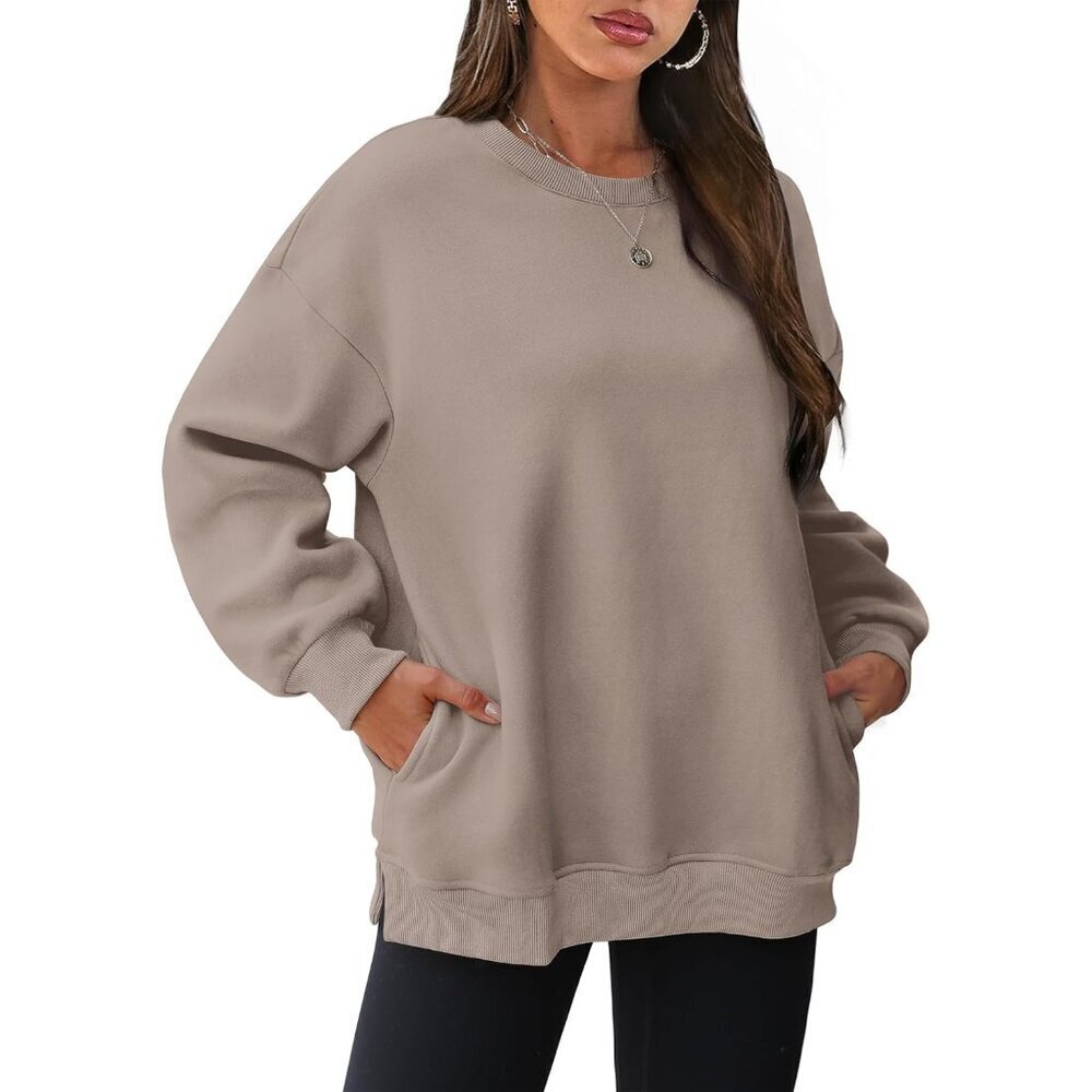 Womens Oversized Sweatshirt Fleece Crewneck Long Sleeve Top Plus Size